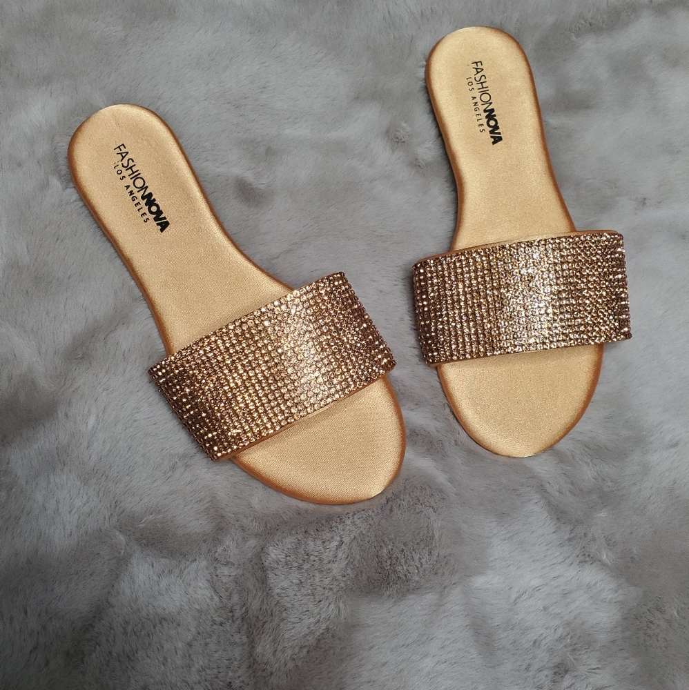 Rose gold rhinestone sandals